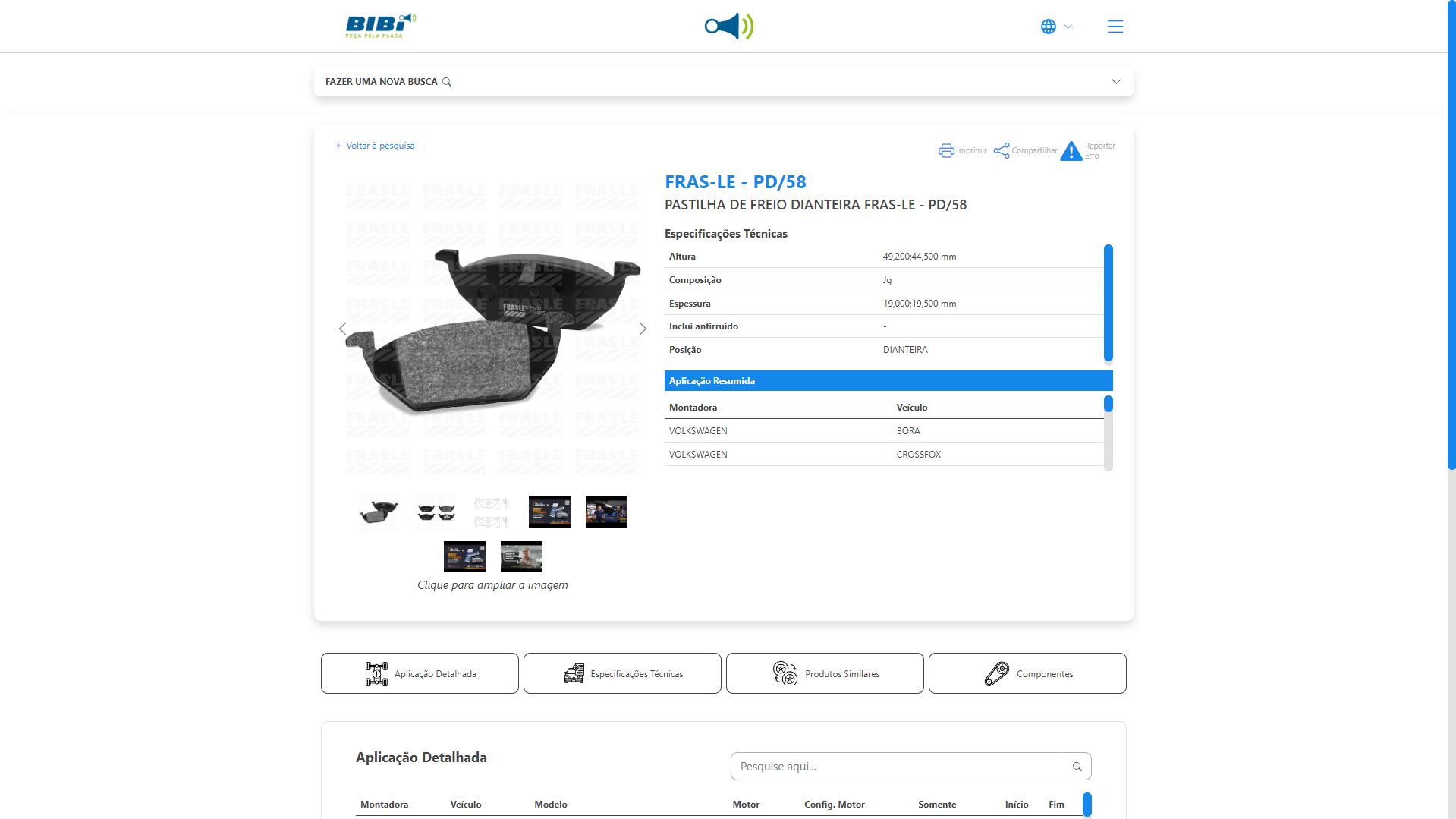 Página de detalhes do produto no catálogo Bibi